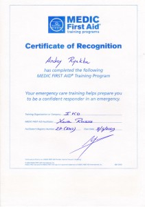 Certificate Medic First Aid